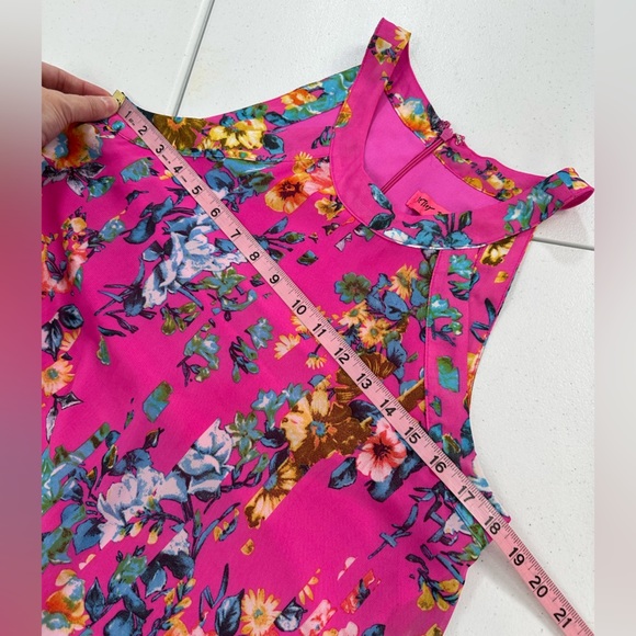 Betsey Johnson Floral Halter Mini Dress Pink Chiffon Garden Resort Glam Size 8 - Picture 6 of 12